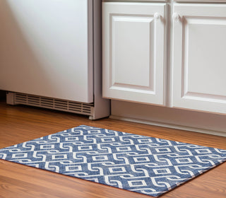 Piper Looms Mayfield Geometric AMF621 Navy Machine Washable Area Rug Scatter Lifestyle Image Feature