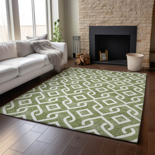 Piper Looms Mayfield Geometric AMF621 Olive Machine Washable Area Rug Lifestyle Image Feature