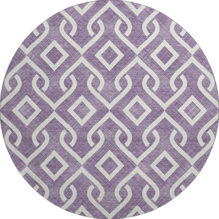Piper Looms Mayfield Geometric AMF621 Purple Machine Washable Area Rug Round Main Image