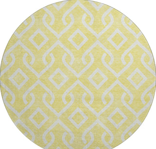 Piper Looms Mayfield Geometric AMF621 Yellow Machine Washable Area Rug Round Main Image