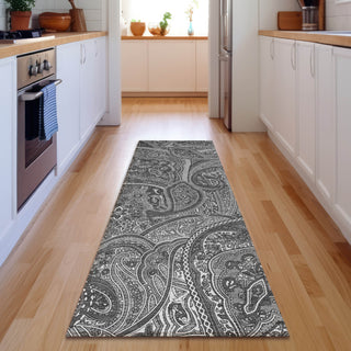 Piper Looms Mayfield Paisley AMF623 Gray Machine Washable Area Rug Runner Lifestyle Image Feature