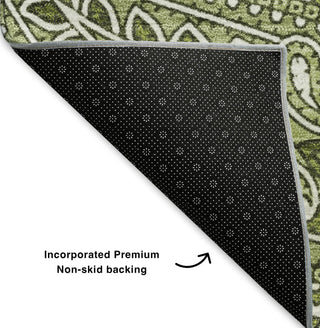 Piper Looms Mayfield Paisley AMF623 Green Machine Washable Area Rug Backing Image