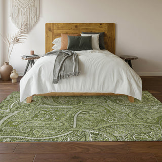 Piper Looms Mayfield Paisley AMF623 Green Machine Washable Area Rug Lifestyle Image Feature