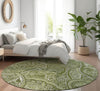 Piper Looms Mayfield Paisley AMF623 Green Machine Washable Area Rug Round Lifestyle Image Feature