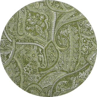 Piper Looms Mayfield Paisley AMF623 Green Machine Washable Area Rug Round Main Image