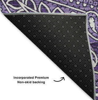Piper Looms Mayfield Paisley AMF623 Purple Machine Washable Area Rug Backing Image