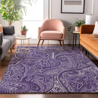 Piper Looms Mayfield Paisley AMF623 Purple Machine Washable Area Rug Lifestyle Image Feature