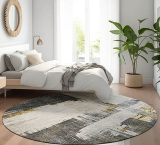 Piper Looms Mayfield Modern AMF624 Gray Machine Washable Area Rug Round Lifestyle Image Feature