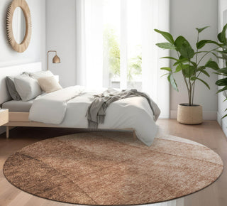 Piper Looms Mayfield Ombre AMF625 Brown Machine Washable Area Rug Round Lifestyle Image Feature