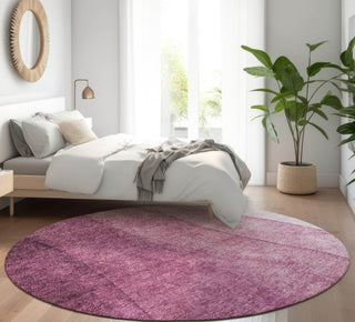 Piper Looms Mayfield Ombre AMF625 Merlot Machine Washable Area Rug Round Lifestyle Image Feature