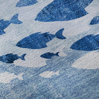 Piper Looms Mayfield Nautical AMF627 Blue Machine Washable Area Rug Swatch Image