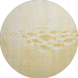 Piper Looms Mayfield Nautical AMF627 Gold Machine Washable Area Rug Round Main Image