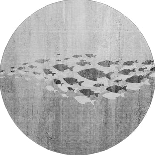 Piper Looms Mayfield Nautical AMF627 Gray Machine Washable Area Rug Round Main Image