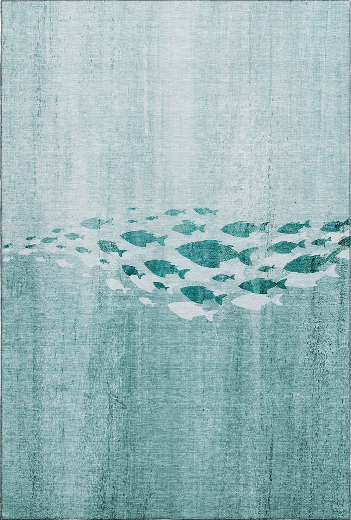 Piper Looms Mayfield Nautical AMF627 Teal Machine Washable Area Rug main image