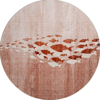 Piper Looms Mayfield Nautical AMF627 Terracotta Machine Washable Area Rug Round Main Image