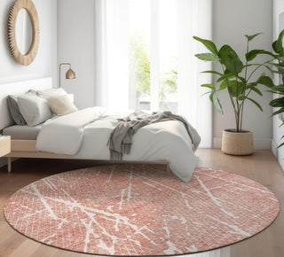 Piper Looms Mayfield Lines AMF628 Blush Machine Washable Area Rug Round Lifestyle Image Feature