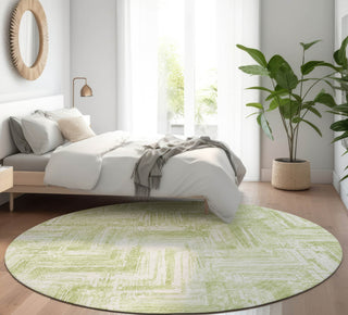 Piper Looms Mayfield Modern AMF630 Green Machine Washable Area Rug Round Lifestyle Image Feature