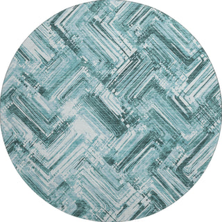 Piper Looms Mayfield Modern AMF630 Teal Machine Washable Area Rug Round Main Image