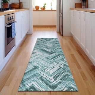 Piper Looms Mayfield Modern AMF630 Teal Machine Washable Area Rug Runner Lifestyle Image Feature