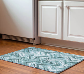 Piper Looms Mayfield Modern AMF630 Teal Machine Washable Area Rug Scatter Lifestyle Image Feature