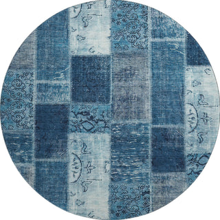 Piper Looms Mayfield Patchwork AMF631 Blue Machine Washable Area Rug Round Main Image