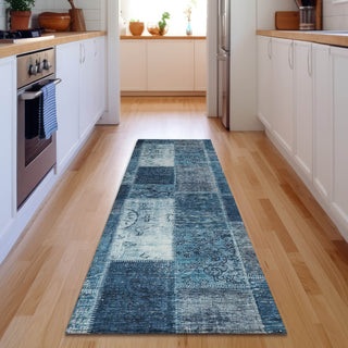 Piper Looms Mayfield Patchwork AMF631 Blue Machine Washable Area Rug Runner Lifestyle Image Feature