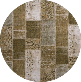 Piper Looms Mayfield Patchwork AMF631 Brown Machine Washable Area Rug Round Main Image