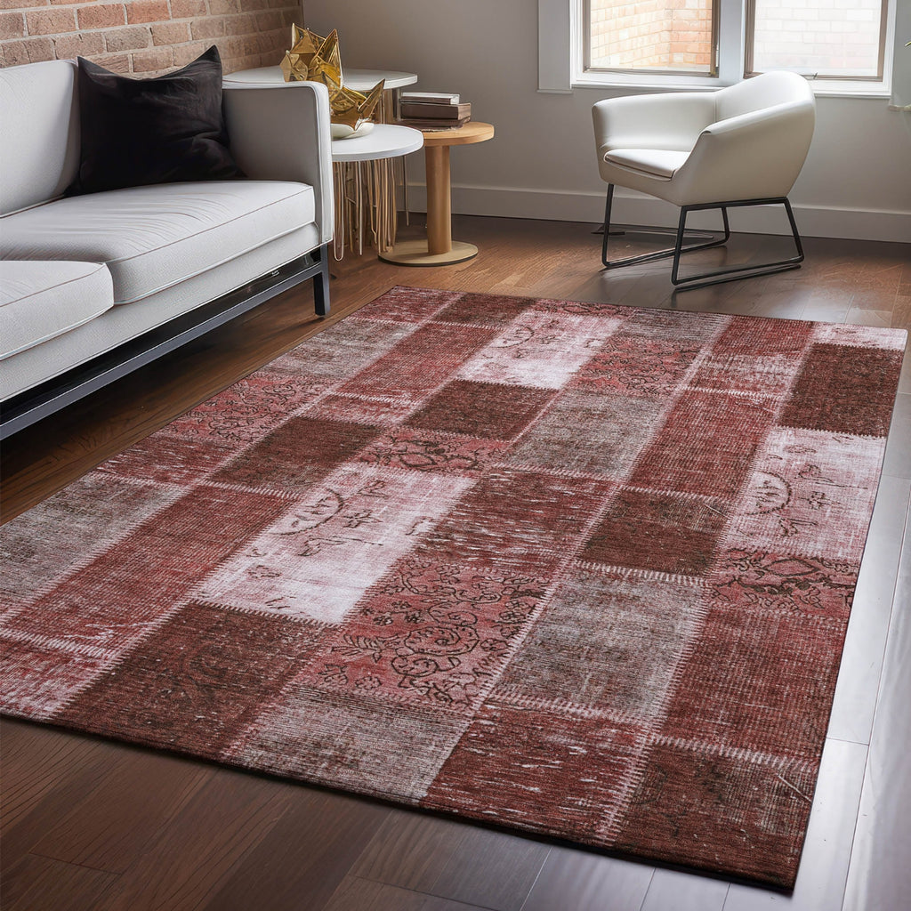 Piper Looms Mayfield Patchwork AMF631 Burgundy Machine Washable Area Rug main image