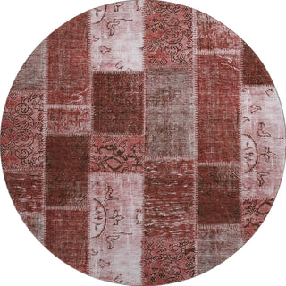Piper Looms Mayfield Patchwork AMF631 Burgundy Machine Washable Area Rug Round Main Image