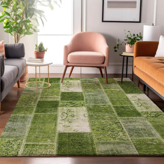Piper Looms Mayfield Patchwork AMF631 Olive Machine Washable Area Rug Lifestyle Image Feature