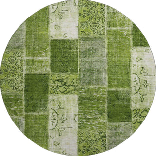 Piper Looms Mayfield Patchwork AMF631 Olive Machine Washable Area Rug Round Main Image