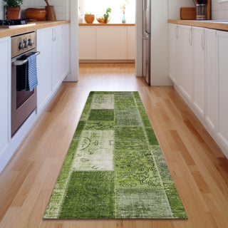 Piper Looms Mayfield Patchwork AMF631 Olive Machine Washable Area Rug Runner Lifestyle Image Feature