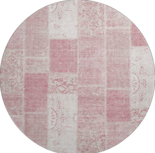 Piper Looms Mayfield Patchwork AMF631 Pink Machine Washable Area Rug Round Main Image