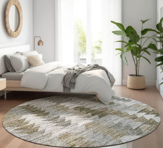 Piper Looms Mayfield Modern AMF632 Brown Machine Washable Area Rug Round Lifestyle Image Feature