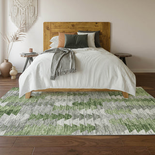 Piper Looms Mayfield Modern AMF632 Green Machine Washable Area Rug Lifestyle Image Feature