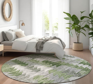 Piper Looms Mayfield Modern AMF632 Green Machine Washable Area Rug Round Lifestyle Image Feature