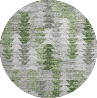 Piper Looms Mayfield Modern AMF632 Green Machine Washable Area Rug Round Main Image