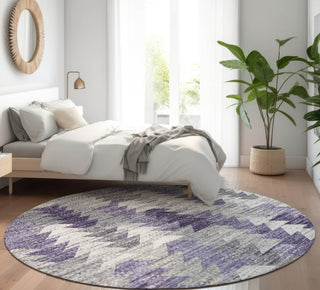 Piper Looms Mayfield Modern AMF632 Purple Machine Washable Area Rug Round Lifestyle Image Feature