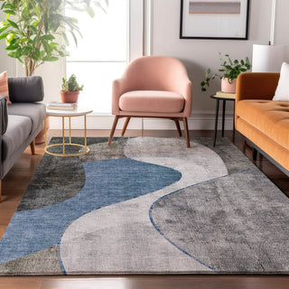 Piper Looms Mayfield Art Deco AMF633 Blue Machine Washable Area Rug Lifestyle Image Feature
