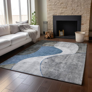 Piper Looms Mayfield Art Deco AMF633 Blue Machine Washable Area Rug Lifestyle Image Feature