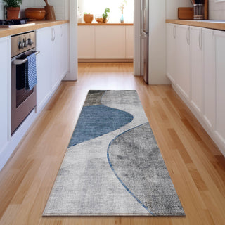 Piper Looms Mayfield Art Deco AMF633 Blue Machine Washable Area Rug Runner Lifestyle Image Feature
