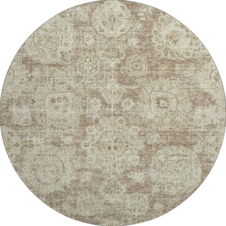 Piper Looms Mayfield Floral AMF634 Mocha Machine Washable Area Rug Round Main Image