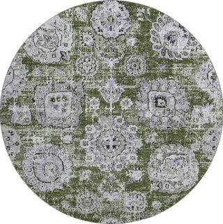 Piper Looms Mayfield Floral AMF634 Olive Machine Washable Area Rug Round Main Image