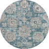 Piper Looms Mayfield Floral AMF634 Teal Machine Washable Area Rug Round Main Image