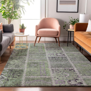 Piper Looms Mayfield Patchwork AMF635 Green Machine Washable Area Rug Lifestyle Image Feature