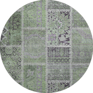 Piper Looms Mayfield Patchwork AMF635 Green Machine Washable Area Rug Round Main Image