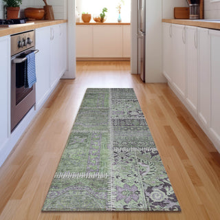 Piper Looms Mayfield Patchwork AMF635 Green Machine Washable Area Rug Runner Lifestyle Image Feature