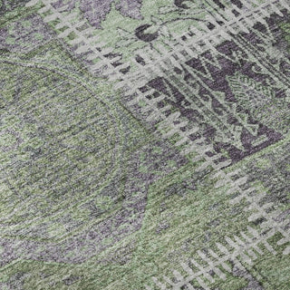 Piper Looms Mayfield Patchwork AMF635 Green Machine Washable Area Rug Swatch Image