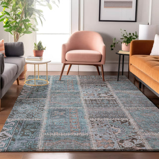Piper Looms Mayfield Patchwork AMF635 Teal Machine Washable Area Rug Lifestyle Image Feature