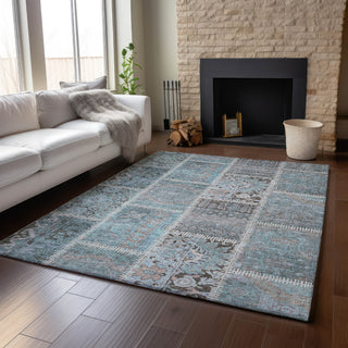 Piper Looms Mayfield Patchwork AMF635 Teal Machine Washable Area Rug Lifestyle Image Feature